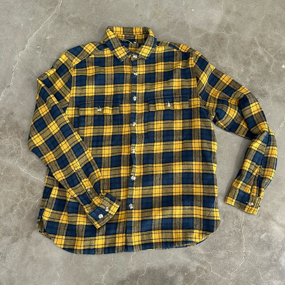 ASOS Yellow and Navy Plaid Lightweight Shirt Jacket